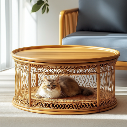 Pet bed, wicker dog bed, cat bed, American-style retro solid wood animal house furniture, Teddy Bichon Frise dog mattress - Image 7