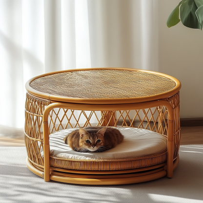 Wabi-sabi style solid wood wicker coffee table, modern and simple Japanese style, wabi-sabi style, retro, original solid wood wicker round - Image 2