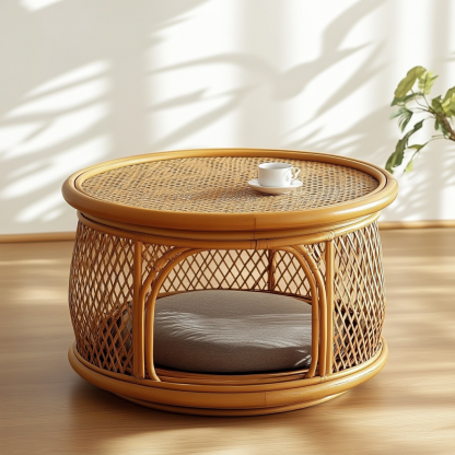 Pet bed, wicker dog bed, cat bed, American-style retro solid wood animal house furniture, Teddy Bichon Frise dog mattress - Image 2