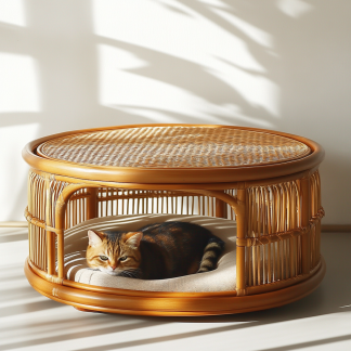 Pet bed, wicker dog bed, cat bed, American-style retro solid wood animal house furniture, Teddy Bichon Frise dog mattress