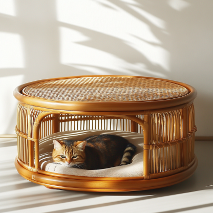 Pet bed, wicker dog bed, cat bed, American-style retro solid wood animal house furniture, Teddy Bichon Frise dog mattress