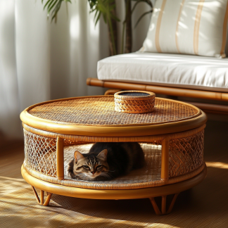 Pet bed, wicker dog bed, cat bed, American-style retro solid wood animal house furniture, Teddy Bichon Frise dog mattress