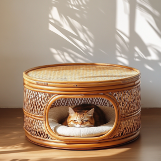 Pet bed, wicker dog bed, cat bed, American-style retro solid wood animal house furniture, Teddy Bichon Frise dog mattress