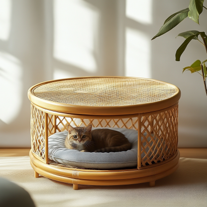 Wabi-sabi style solid wood wicker coffee table, modern and simple Japanese style, wabi-sabi style, retro, original solid wood wicker round - Image 2