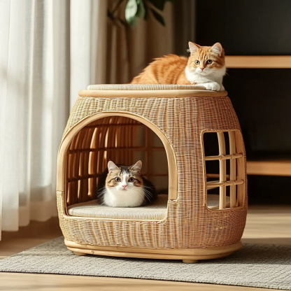 All-season, breathable and washable wicker pet nests, kitten houses, villas, semi-enclosed pet supplies - Image 6