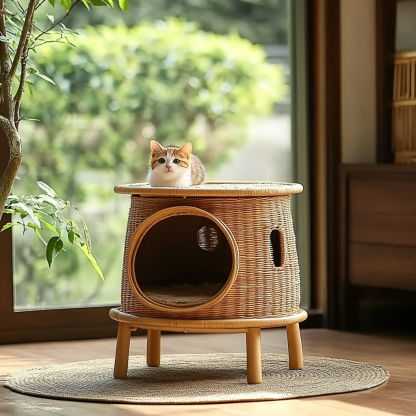 All-season, breathable and washable wicker pet nests, kitten houses, villas, semi-enclosed pet supplies - Image 4