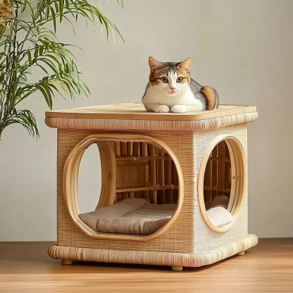 All-season, breathable and washable wicker pet nests, kitten houses, villas, semi-enclosed pet supplies - Image 3