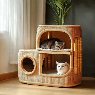All-season, breathable and washable wicker pet nests, kitten houses, villas, semi-enclosed pet supplies