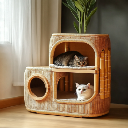 All-season, breathable and washable wicker pet nests, kitten houses, villas, semi-enclosed pet supplies