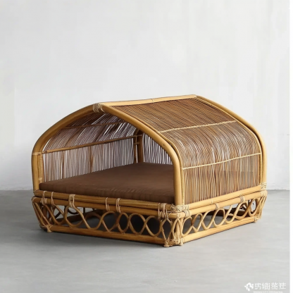 Pet bed, wicker dog bed, cat bed, American-style retro solid wood animal house furniture, Teddy Bichon Frise dog mattress - Image 11