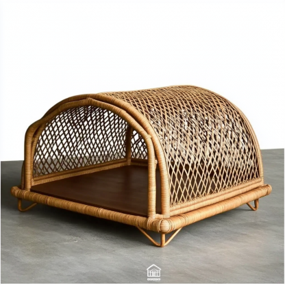 Pet bed, wicker dog bed, cat bed, American-style retro solid wood animal house furniture, Teddy Bichon Frise dog mattress - Image 8