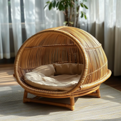 Pet bed, wicker dog bed, cat bed, American-style retro solid wood animal house furniture, Teddy Bichon Frise dog mattress - Image 8
