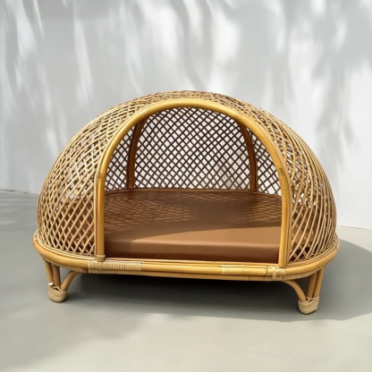 Pet bed, wicker dog bed, cat bed, American-style retro solid wood animal house furniture, Teddy Bichon Frise dog mattress - Image 9