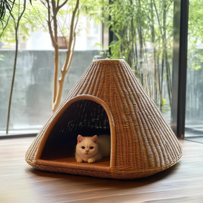 Pet bed, wicker dog bed, cat bed, American-style retro solid wood animal house furniture, Teddy Bichon Frise dog mattress - Image 7