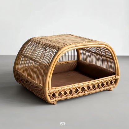 Pet bed, wicker dog bed, cat bed, American-style retro solid wood animal house furniture, Teddy Bichon Frise dog mattress - Image 9