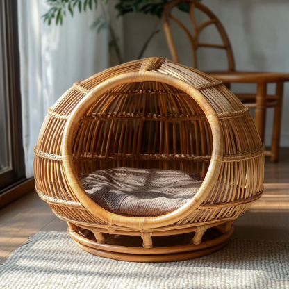 Pet bed, wicker dog bed, cat bed, American-style retro solid wood animal house furniture, Teddy Bichon Frise dog mattress - Image 11