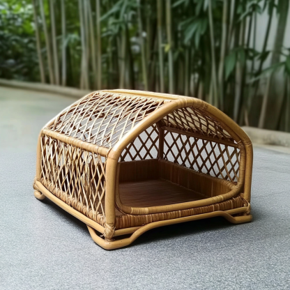 Pet bed, wicker dog bed, cat bed, American-style retro solid wood animal house furniture, Teddy Bichon Frise dog mattress - Image 7