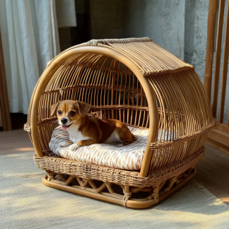 Pet bed, wicker dog bed, cat bed, American-style retro solid wood animal house furniture, Teddy Bichon Frise dog mattress