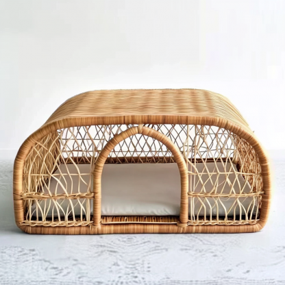 Pet bed, wicker dog bed, cat bed, American-style retro solid wood animal house furniture, Teddy Bichon Frise dog mattress - Image 6