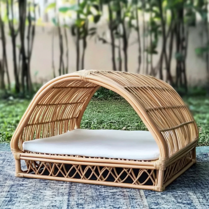 Pet bed, wicker dog bed, cat bed, American-style retro solid wood animal house furniture, Teddy Bichon Frise dog mattress - Image 8