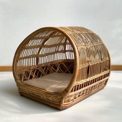 Pet bed, wicker dog bed, cat bed, American-style retro solid wood animal house furniture, Teddy Bichon Frise dog mattressv - Image 6
