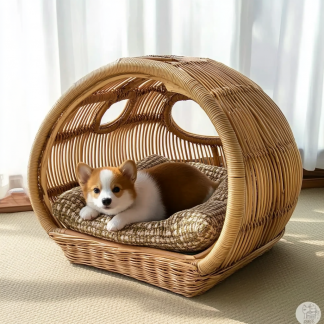 Pet bed, wicker dog bed, cat bed, American-style retro solid wood animal house furniture, Teddy Bichon Frise dog mattress