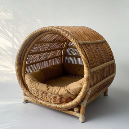 Pet bed, wicker dog bed, cat bed, American-style retro solid wood animal house furniture, Teddy Bichon Frise dog mattress - Image 11