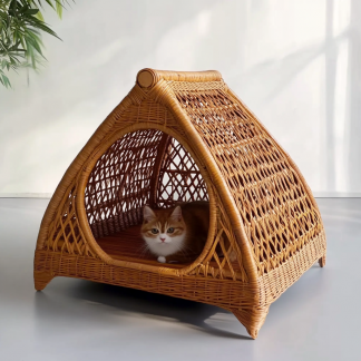 Pet bed, wicker dog bed, cat bed, American-style retro solid wood animal house furniture, Teddy Bichon Frise dog mattress