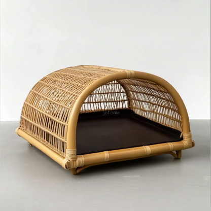 Pet bed, wicker dog bed, cat bed, American-style retro solid wood animal house furniture, Teddy Bichon Frise dog mattress - Image 5