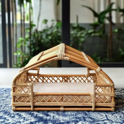 Pet bed, wicker dog bed, cat bed, American-style retro solid wood animal house furniture, Teddy Bichon Frise dog mattress - Image 9
