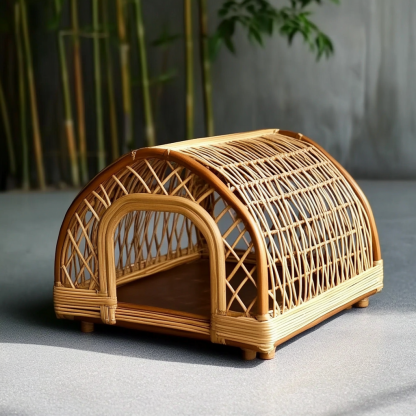 Pet bed, wicker dog bed, cat bed, American-style retro solid wood animal house furniture, Teddy Bichon Frise dog mattress - Image 9