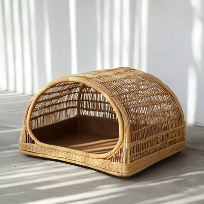 Pet bed, wicker dog bed, cat bed, American-style retro solid wood animal house furniture, Teddy Bichon Frise dog mattress - Image 11