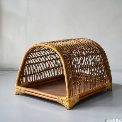 Pet bed, wicker dog bed, cat bed, American-style retro solid wood animal house furniture, Teddy Bichon Frise dog mattress - Image 8