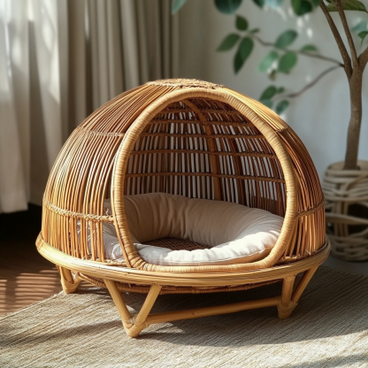 Pet bed, wicker dog bed, cat bed, American-style retro solid wood animal house furniture, Teddy Bichon Frise dog mattress - Image 8