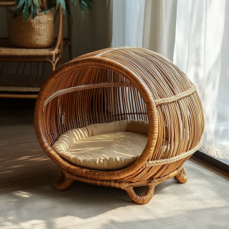 Pet bed, wicker dog bed, cat bed, American-style retro solid wood animal house furniture, Teddy Bichon Frise dog mattress
