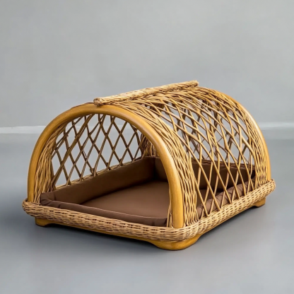 Pet bed, wicker dog bed, cat bed, American-style retro solid wood animal house furniture, Teddy Bichon Frise dog mattress - Image 9