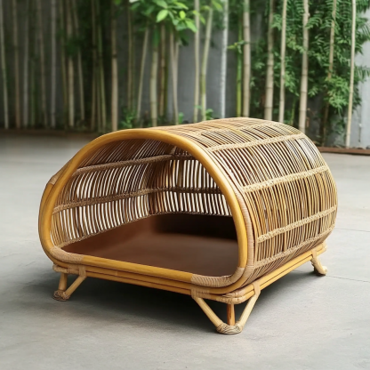 Pet bed, wicker dog bed, cat bed, American-style retro solid wood animal house furniture, Teddy Bichon Frise dog mattress