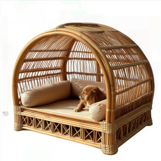 Pet bed, wicker dog bed, cat bed, American-style retro solid wood animal house furniture, Teddy Bichon Frise dog mattress