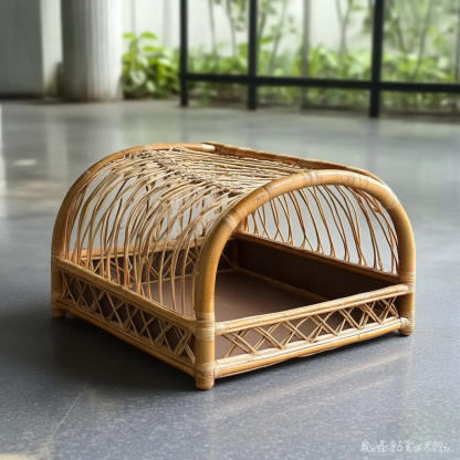 Pet bed, wicker dog bed, cat bed, American-style retro solid wood animal house furniture, Teddy Bichon Frise dog mattress - Image 10