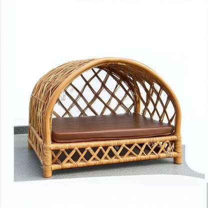 Pet bed, wicker dog bed, cat bed, American-style retro solid wood animal house furniture, Teddy Bichon Frise dog mattress - Image 8