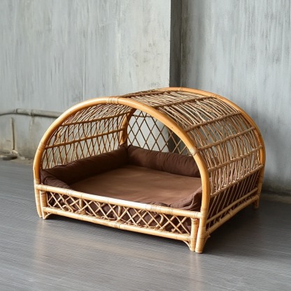 Pet bed, wicker dog bed, cat bed, American-style retro solid wood animal house furniture, Teddy Bichon Frise dog mattress - Image 7