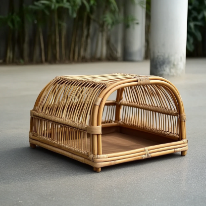 Pet bed, wicker dog bed, cat bed, American-style retro solid wood animal house furniture, Teddy Bichon Frise dog mattress - Image 6