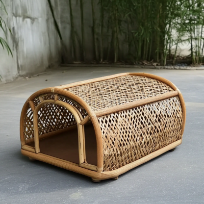 Pet bed, wicker dog bed, cat bed, American-style retro solid wood animal house furniture, Teddy Bichon Frise dog mattress - Image 5