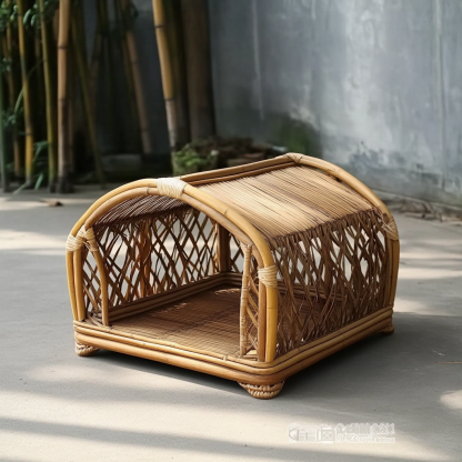 Pet bed, wicker dog bed, cat bed, American-style retro solid wood animal house furniture, Teddy Bichon Frise dog mattress - Image 4