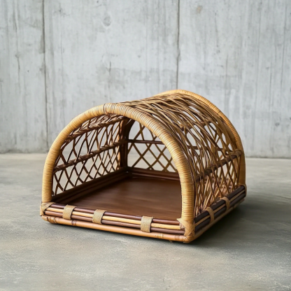 Pet bed, wicker dog bed, cat bed, American-style retro solid wood animal house furniture, Teddy Bichon Frise dog mattress - Image 3