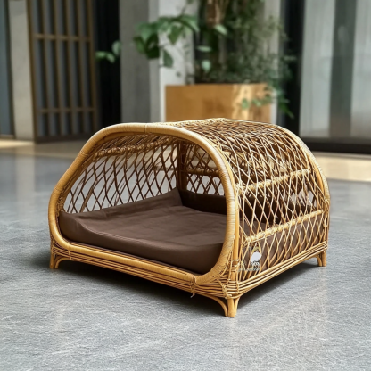 Pet bed, wicker dog bed, cat bed, American-style retro solid wood animal house furniture, Teddy Bichon Frise dog mattress - Image 10