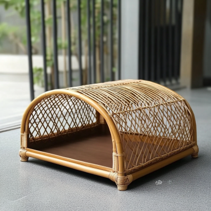 Pet bed, wicker dog bed, cat bed, American-style retro solid wood animal house furniture, Teddy Bichon Frise dog mattress - Image 10
