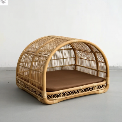 Pet bed, wicker dog bed, cat bed, American-style retro solid wood animal house furniture, Teddy Bichon Frise dog mattress - Image 9