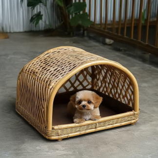Pet bed, wicker dog bed, cat bed, American-style retro solid wood animal house furniture, Teddy Bichon Frise dog mattress