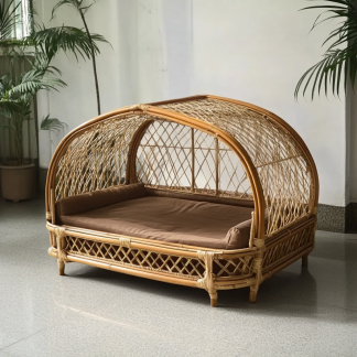 Pet bed, wicker dog bed, cat bed, American-style retro solid wood animal house furniture, Teddy Bichon Frise dog mattress